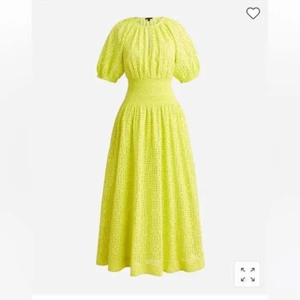 J. Crew - Provence Smocked Waist Midi Dress with Eyelets - Yellow - M - NWT